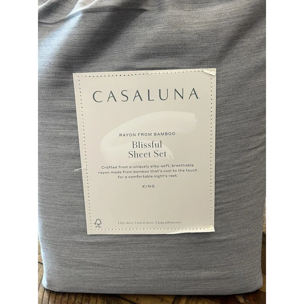 King 400 Thread Count Rayon from Bamboo Sheet Set Dark Gray - NEW